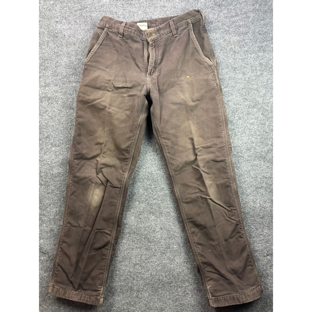 Carhartt B176 DKB Flannel Lined Dungaree Pants Mens 32x32 Dark Brown Workwear